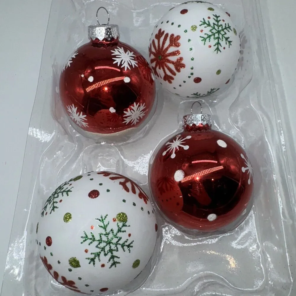 4 Glass Ball Christmas Tree Ornaments 2.5